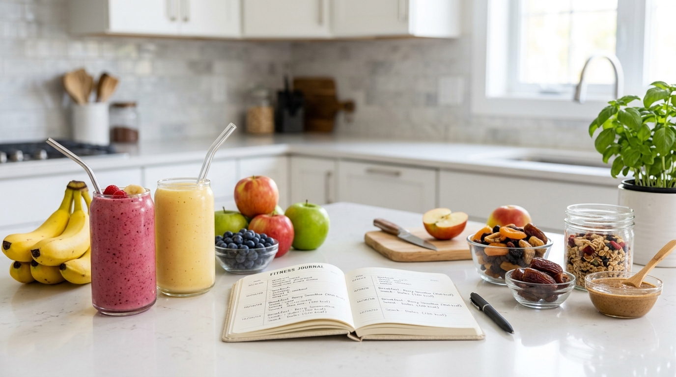 Healthy fruits and smoothies showing natural sugar that may affect weight loss.