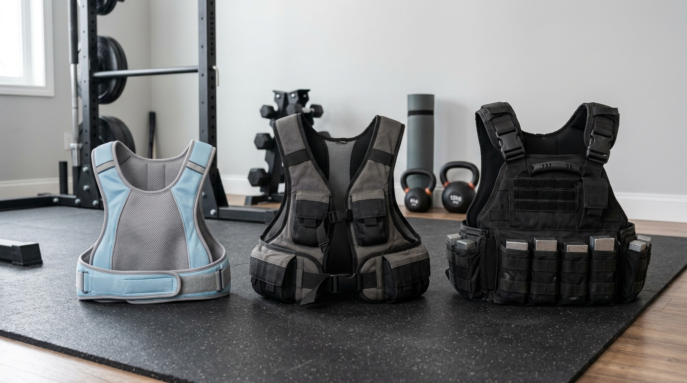 Comparison of light, medium, and heavy weighted vests for women.