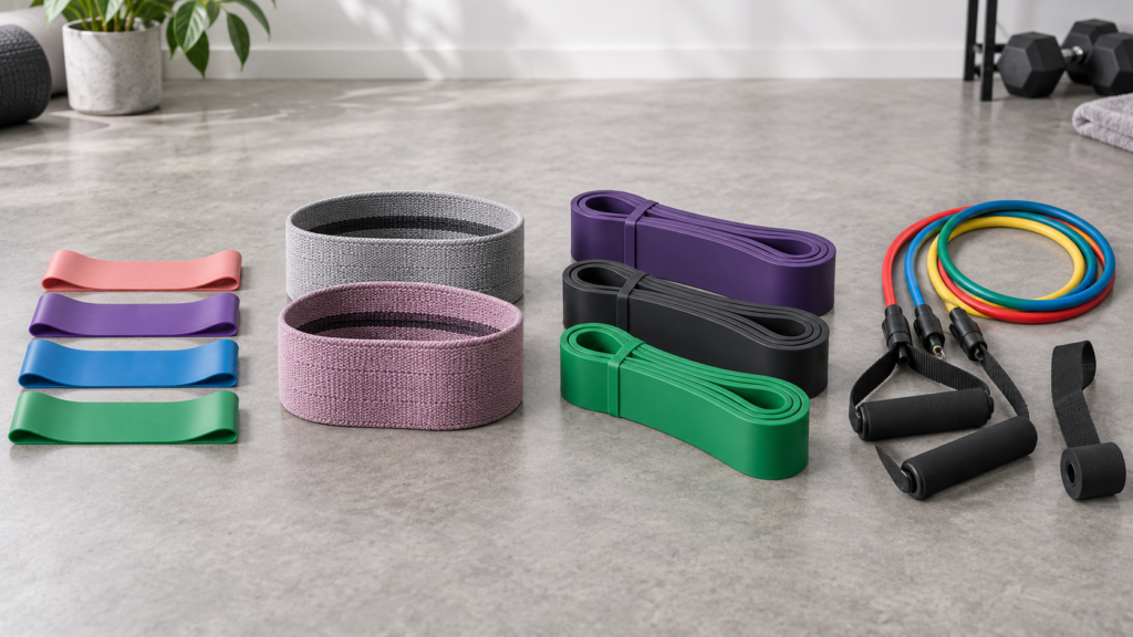 Comparison of mini loop fabric long loop and tube resistance bands for women