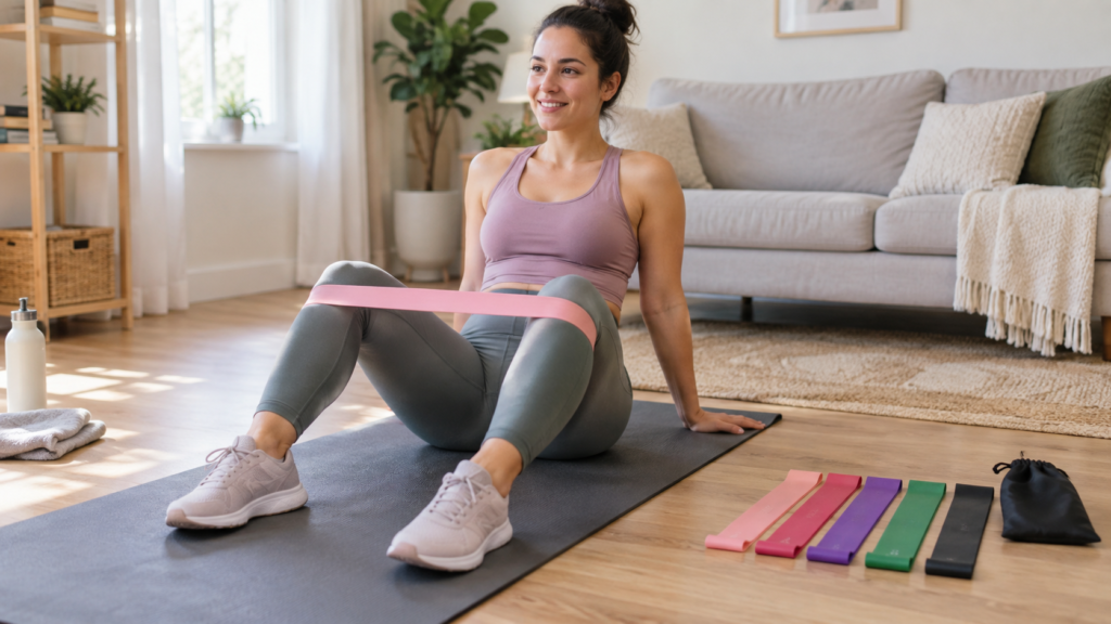  Beginner mini resistance bands with five resistance levels for simple home workouts
